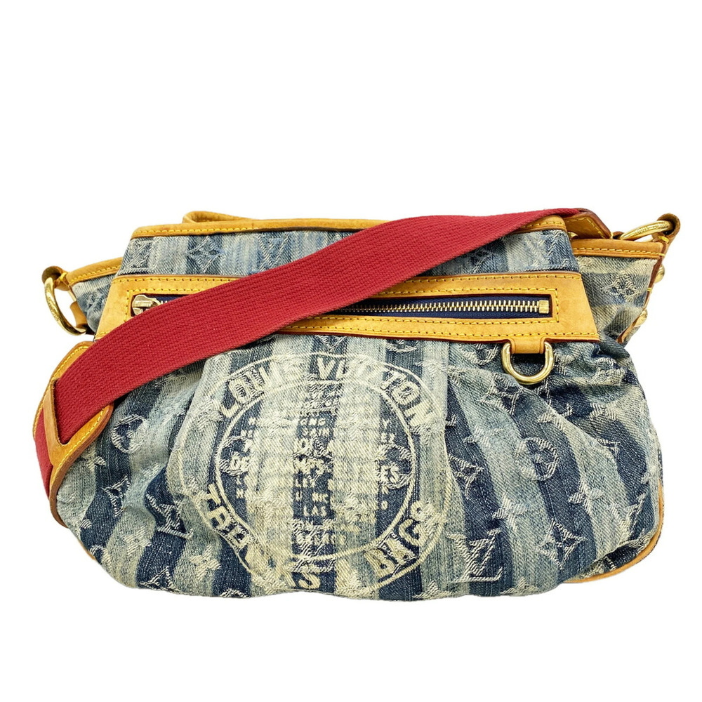 Louis Vuitton Monogram Denim Porte et Polraye MM Shoulder Bag M95334 Blue Wom...